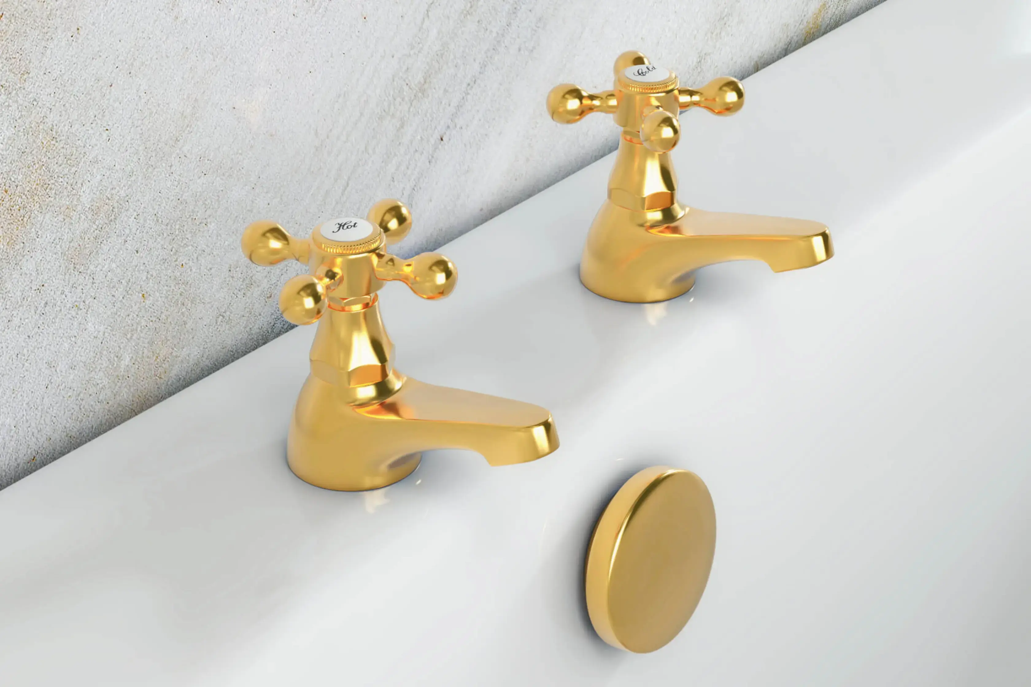 Stylish Brassware Taps In Vintage Styled Bathroom